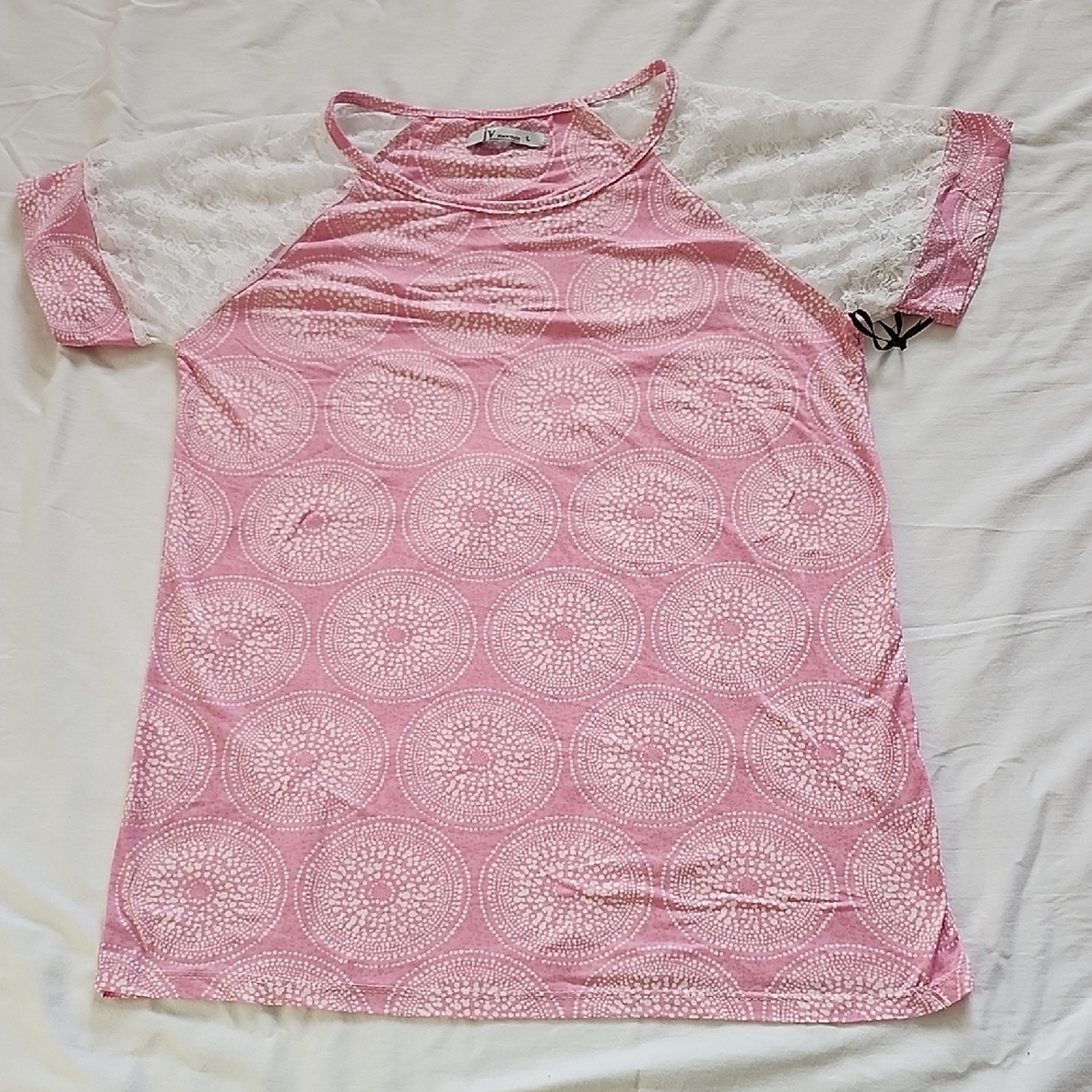 Joan Vass Pink and White Patterned Pajama Set - Picture 5 of 7